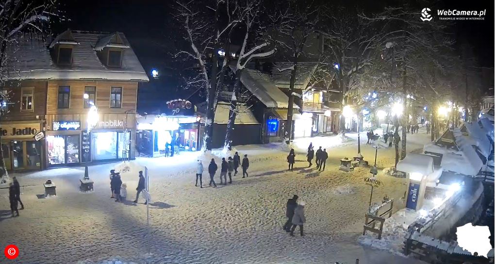 Zakopane belváros sétáló utca webkamera kép